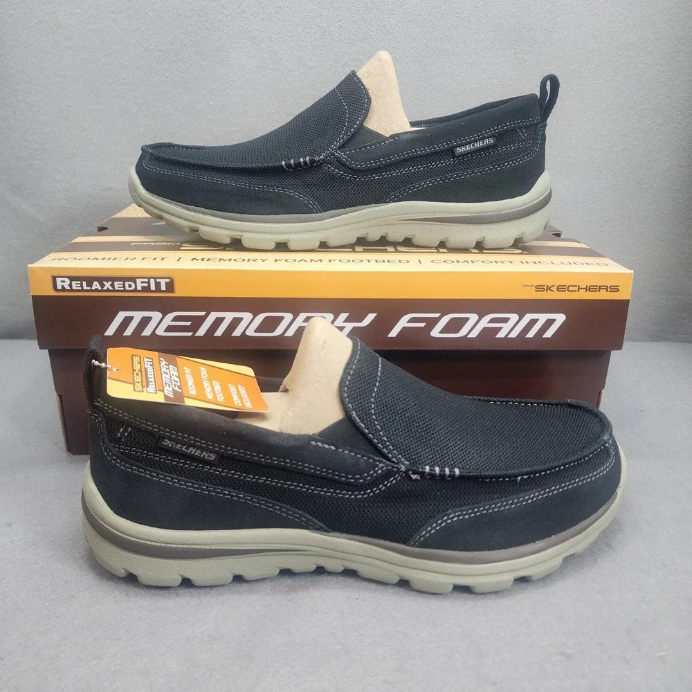 Skechers Superior Milford Black Relaxed Fit Extra Wide Mens 9 64365EWW